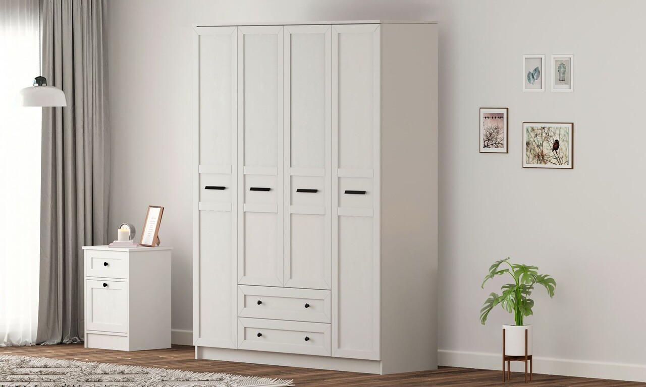 Dulap pentru haine, Hanah Home, Rb-168-01-001, 140x210x52 cm, Alb mat - imagine 6
